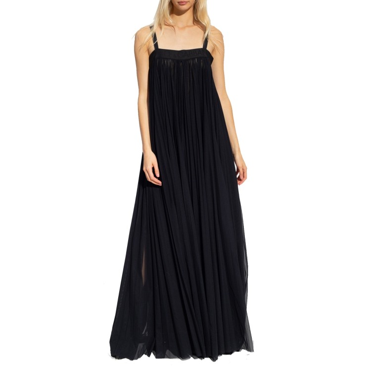 Shop Dolce & Gabbana Maxi Pleated Dress In Black