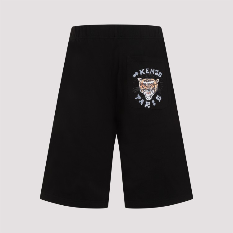 Shop Kenzo Black Cotton Varsity Shorts