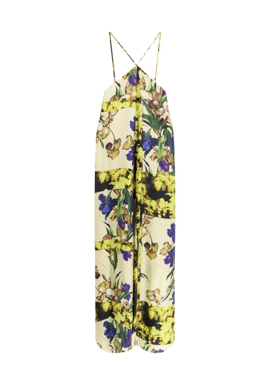 Shop Erika Cavallini Silk Dress With Floral Print In Neutrals