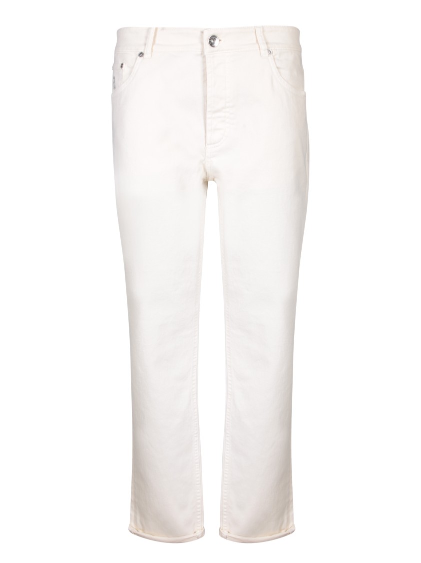 Brunello Cucinelli Five Pockets Cream Trousers In White