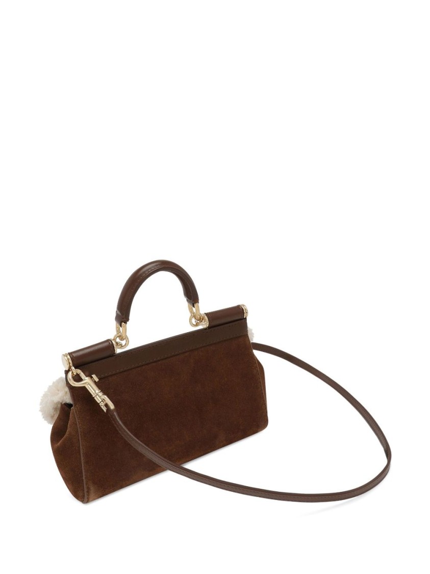 Dolce & Gabbana Sicily Leather Tote Bag In Brown