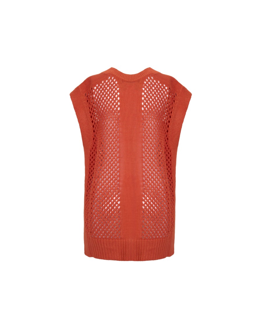 Takaturna Blaze Knit Vest With Breathable Design And Versatile Style In Orange
