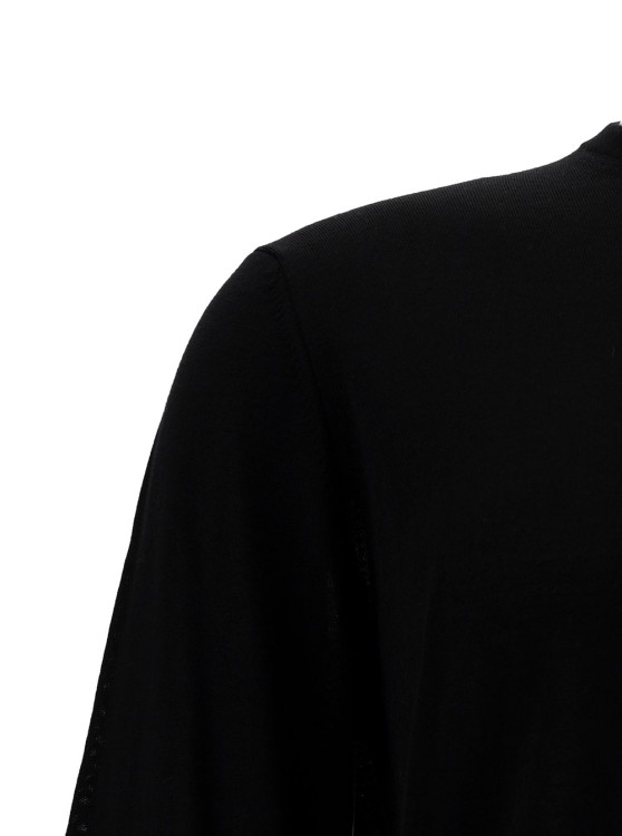 Shop Gaudenzi Black Crewneck Sweater With Ribbed Trims In Wool