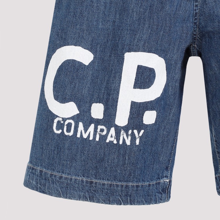 Shop C.p. Company Utility Blue Cotton Shorts