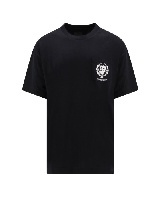 Shop Givenchy Cotton T-shirt With Embroidered Crest Logo In Black
