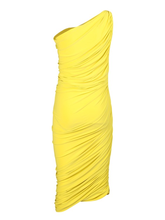Shop Norma Kamali Yellow One-shoulder Dress In Neutrals