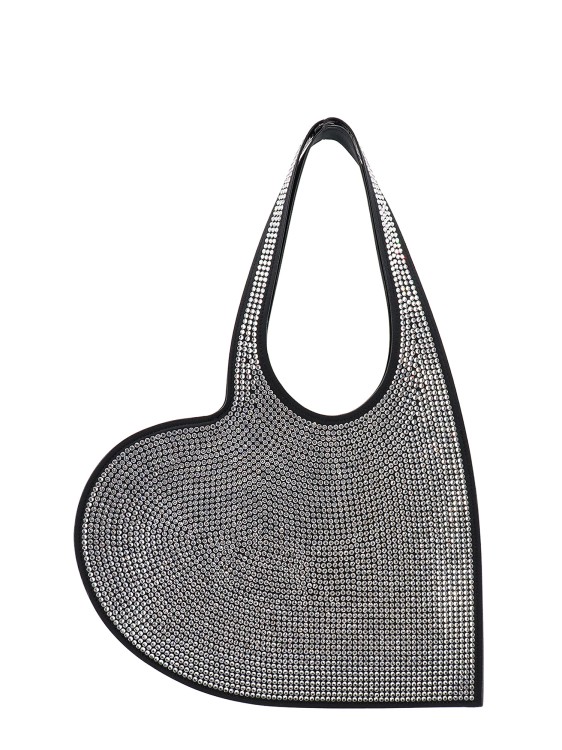 Coperni Shoulder Bag With All-over Rhinestones In Grey