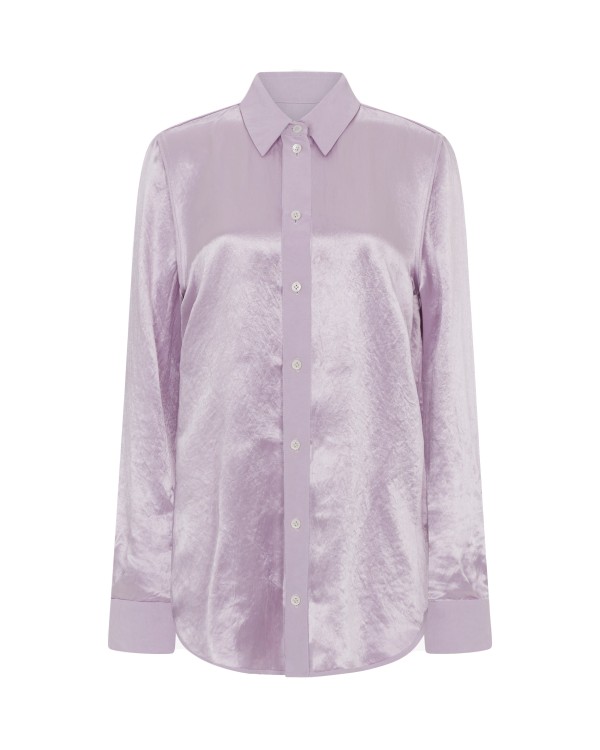 Serena Bute Satin Inside Out Shirt - Soft Lilac In Purple