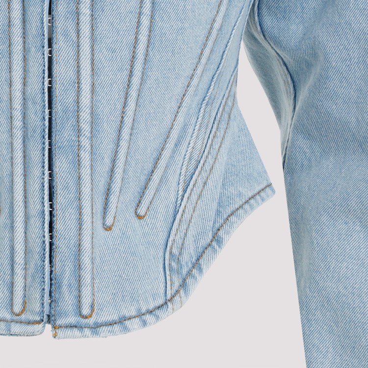 Shop Mugler Light Blue Cotton Jacket