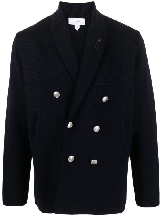 Shop Lardini Shawl-lapel Double-breasted Coat In Black