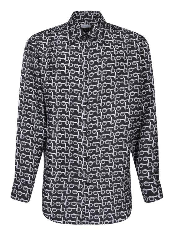 Shop Burberry Long Sleeve Shirt With All-over Monogram Print In Black
