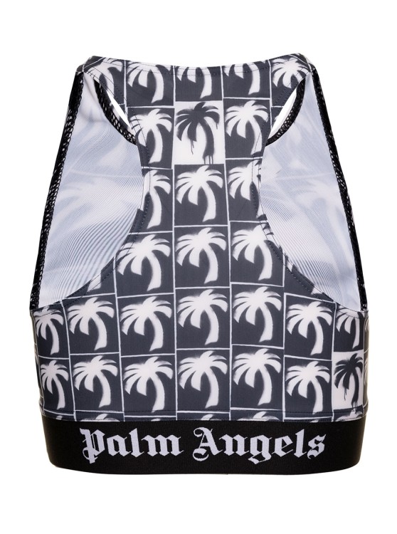 Shop Palm Angels Palms Logo Sport Bra In Grey