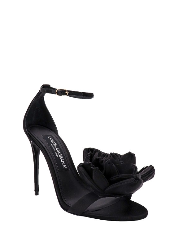 Shop Dolce & Gabbana Black Satin Sandals With Floreal Application