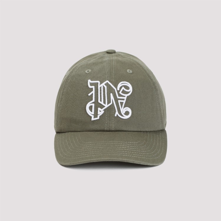 Shop Palm Angels Military Green Cotton Logo Cap In Grey