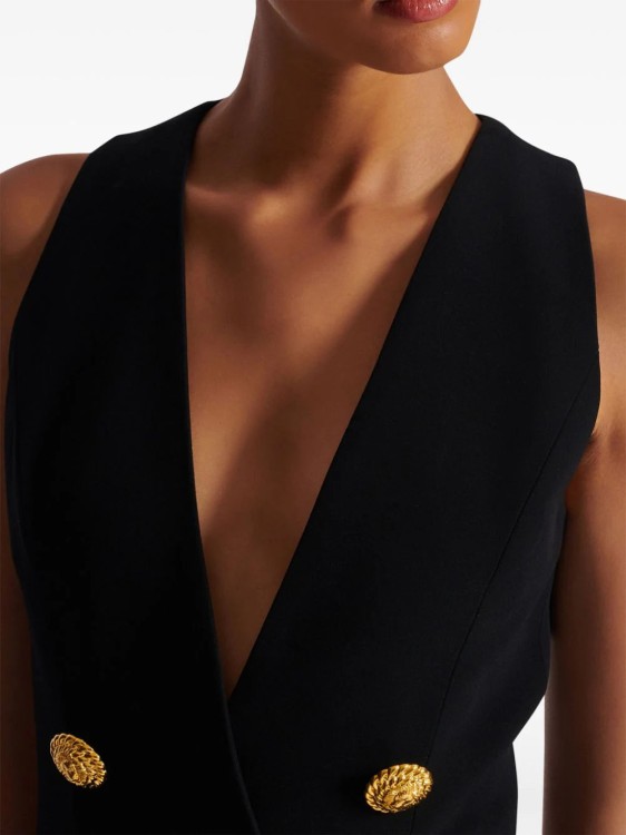 Shop Balmain Double-breasted Flared Minidress In Black