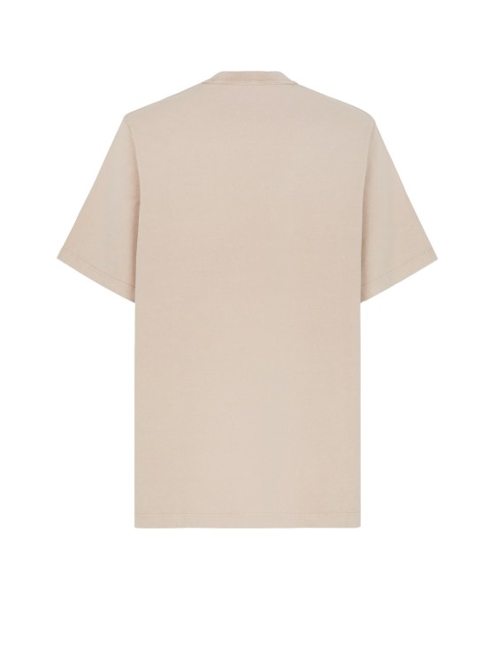 Shop Fendi Cotton T-shirt With Logo Patch In Grey