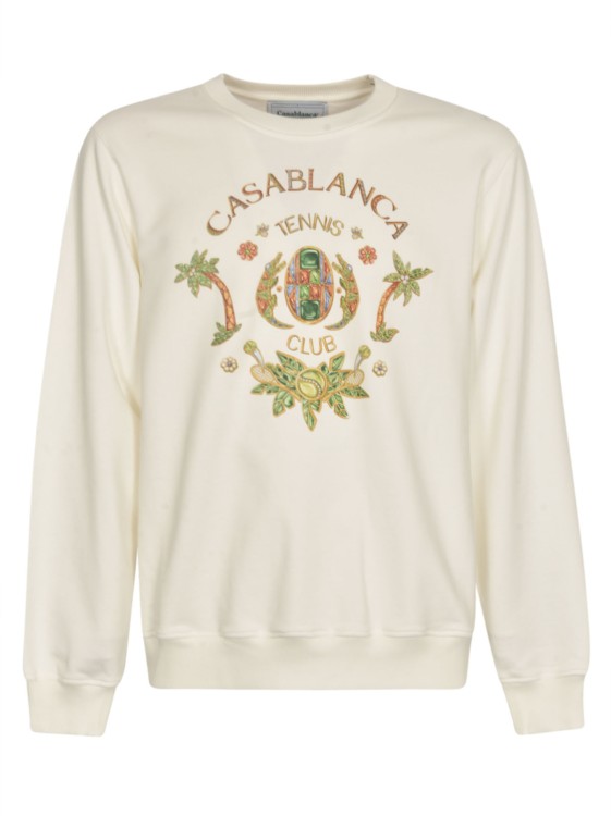 Shop Casablanca White Crew Neck Sweatshirt In Neutrals