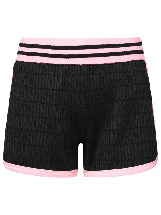 Moschino Logo Black Cotton Blend Shorts