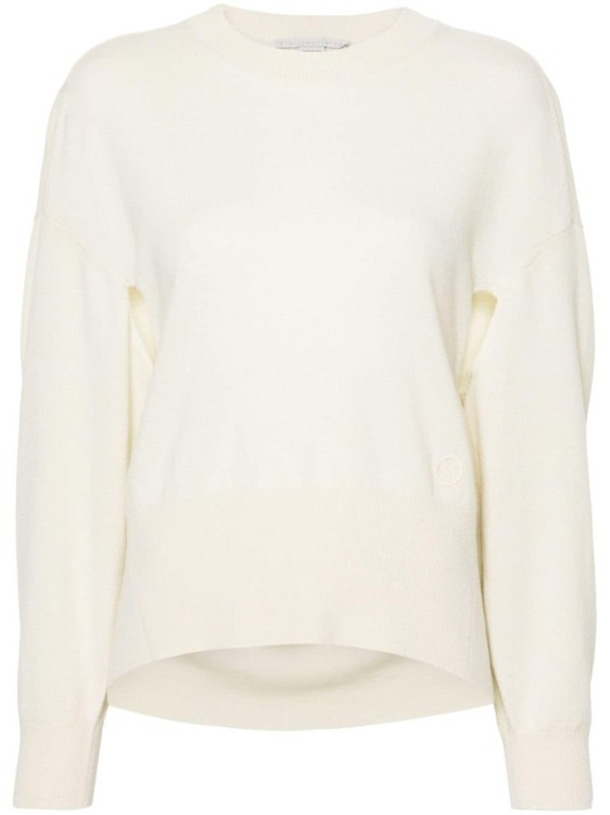 Stella Mccartney Regenerated Cashmere Blend Beige Sweater In White