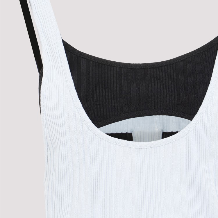 Attico Light Blue Flat Ribbed Tank Top In Blue