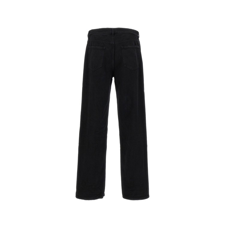 Shop Saint Laurent Long Baggy Denim Jeans In Black