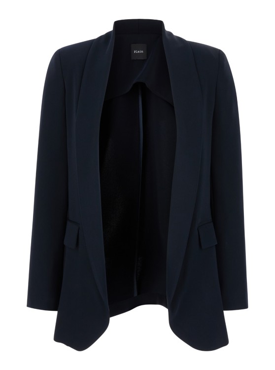 Shop Plain Blue Open Jacket In Technical Fabric