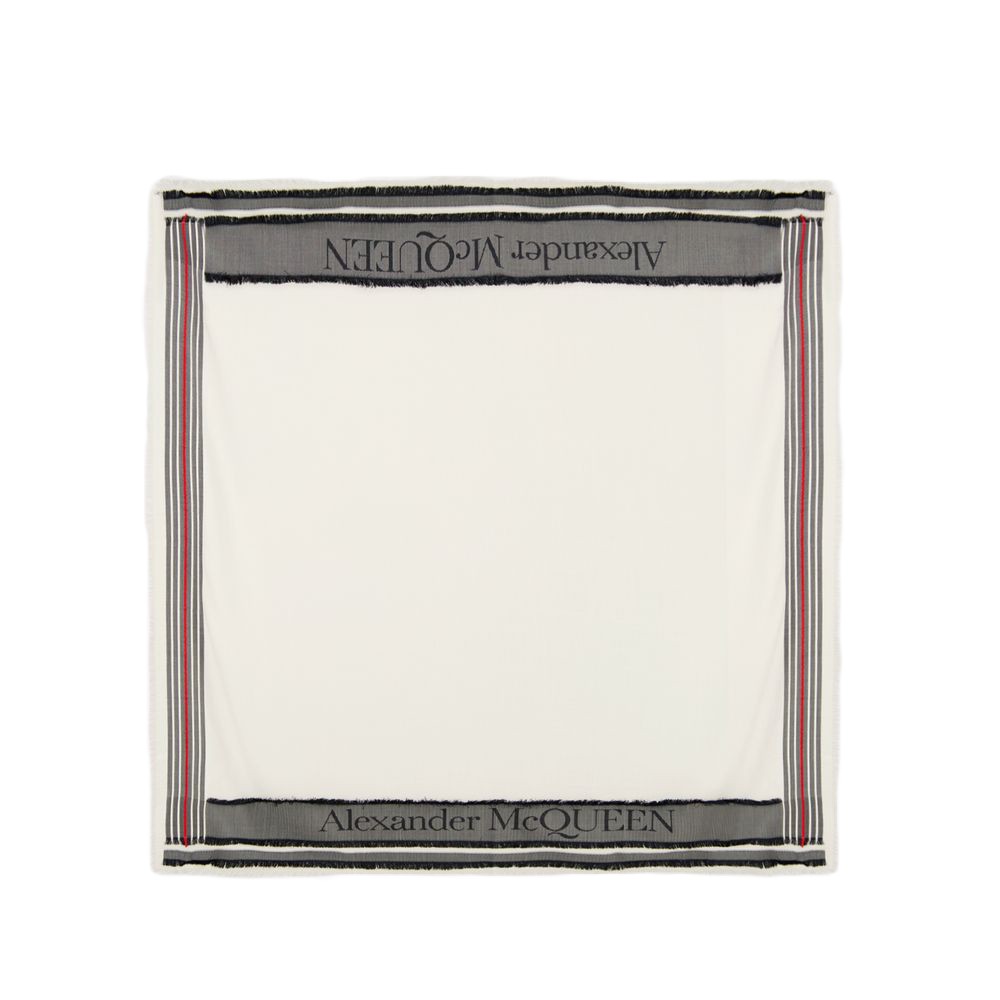 Alexander Mcqueen Ivory Wool Blend Foulard In Neutrals