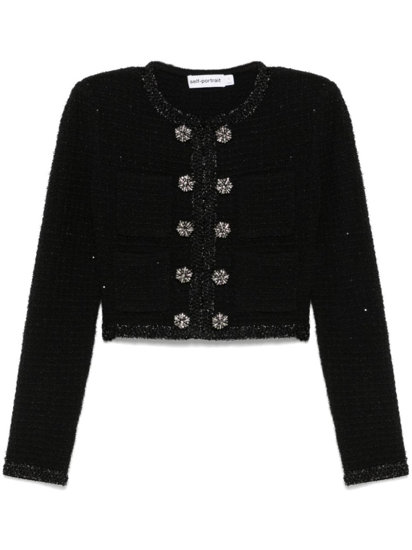 Self-portrait Self Portrait Women's Short Jacket With Sequins In Black