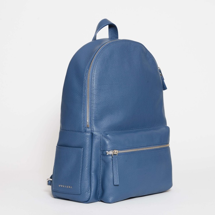 Shop Orciani Light Blue Leather Backpack