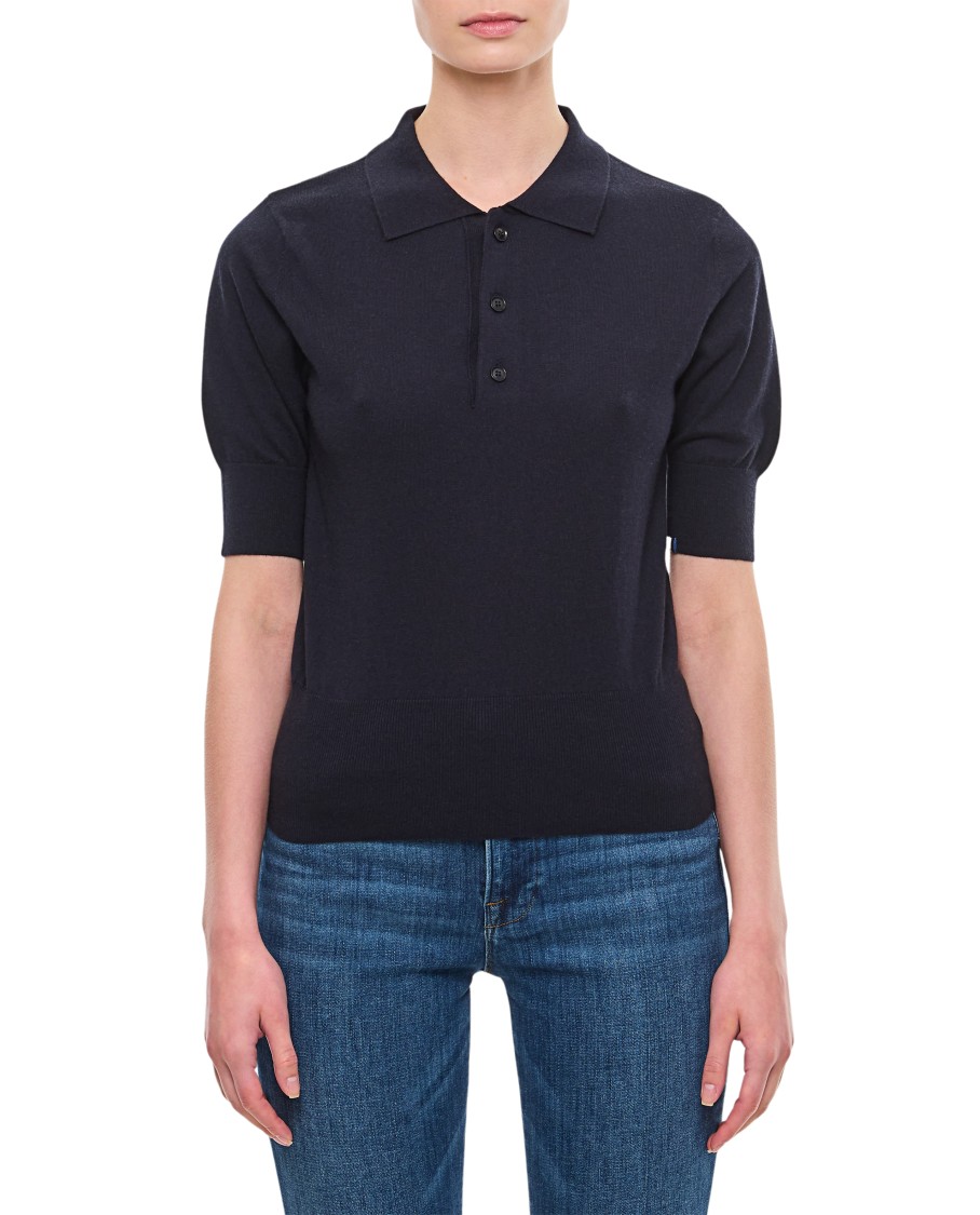 Extreme Cashmere N°351 Park Cotton And Cashmere Polo Shirt In Blue