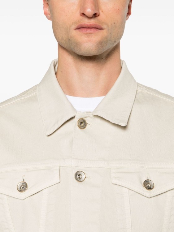 Shop Eleventy Panelled Denim Shirt Jacket In Neutrals