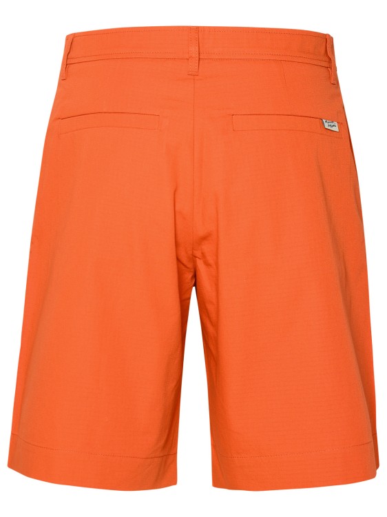 Shop Maison Kitsuné 'board' Orange Cotton Bermuda Shorts In Red
