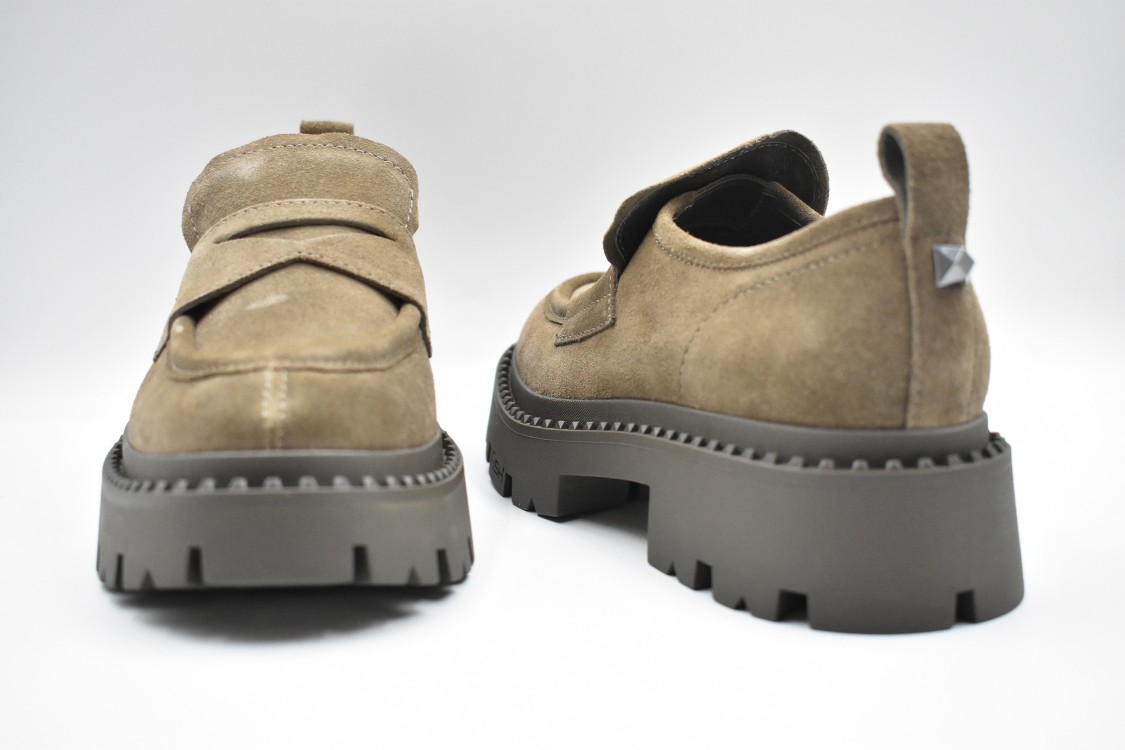 Ash Laced Flat Shoes With Luxurious Suede Finish And Chunky Sole In Brown