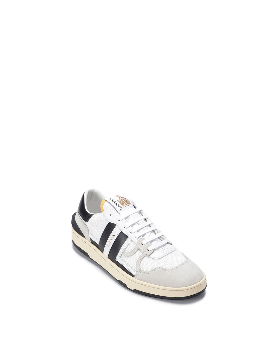 Shop Lanvin Leather Sneakers With Contrast Bands In White