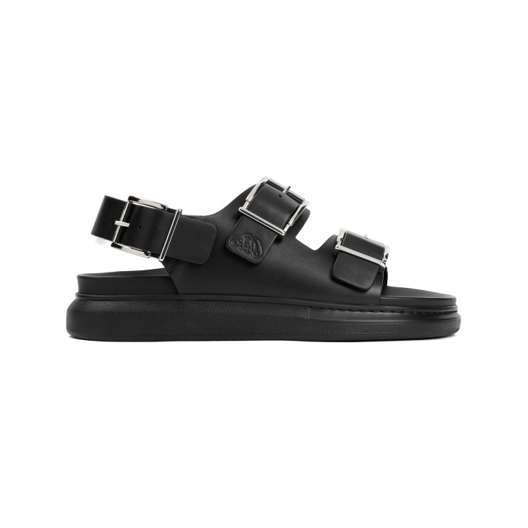 Shop Alexander Mcqueen Black Hybrid Double Buckle Sandals
