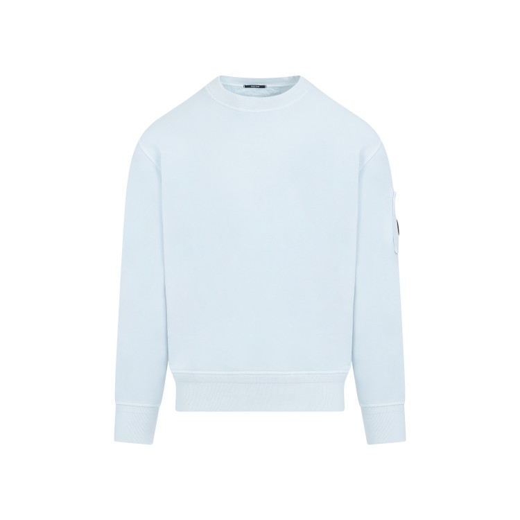 Shop C.p. Company Fleece Lens Starlight Blue Cotton Sweatshirt In White