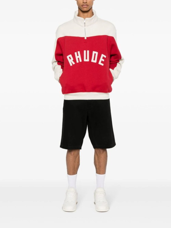 Shop Rhude Contrast Varsity Cotton Sweatshirt In Red