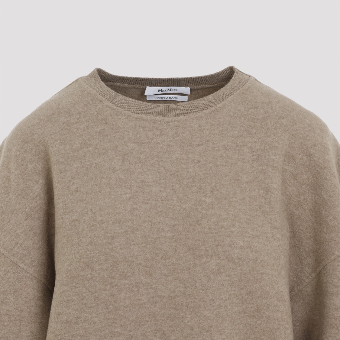 Max Mara Beige Sweatshirt In Wool And Cashmere Blend In Brown
