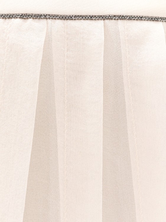 Shop Brunello Cucinelli Voilke Long Skirt With Monili Trimming In Neutrals