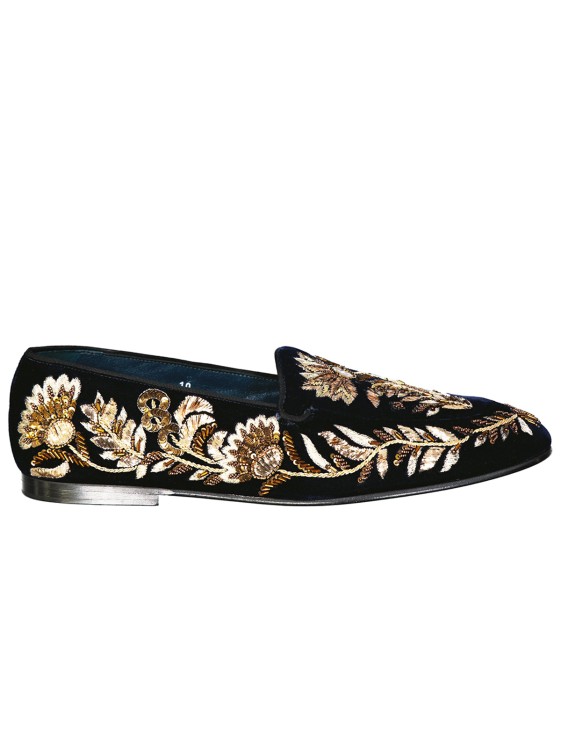 Dolce & Gabbana Blue Velvet Crown Slippers Loafers Shoes – AUMI 4