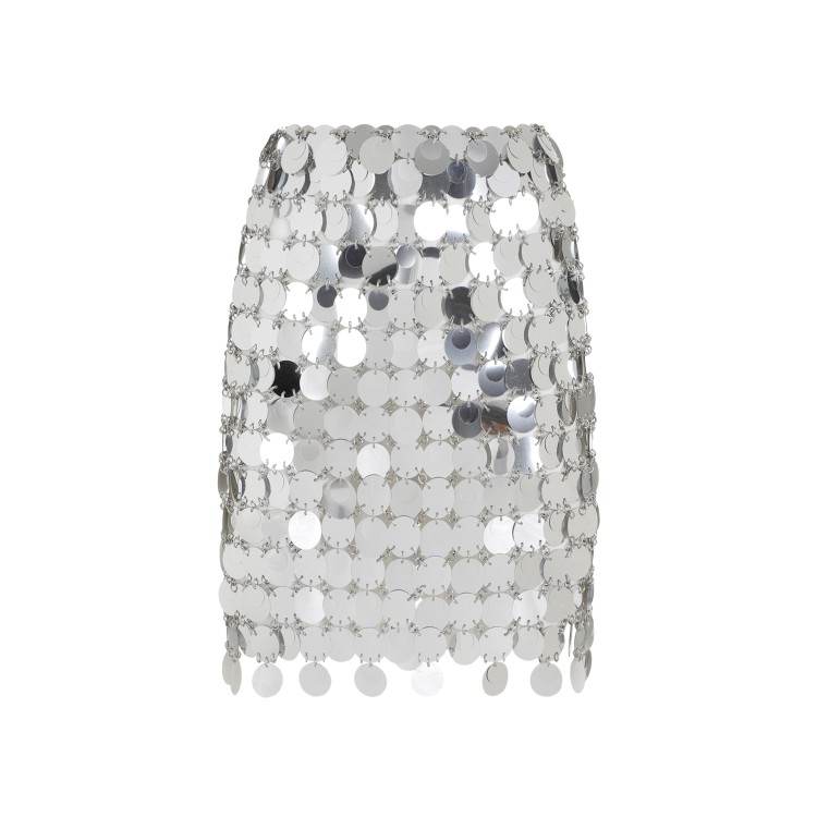 Rabanne Round Sequin Silver Polyester Mini Skirt In White