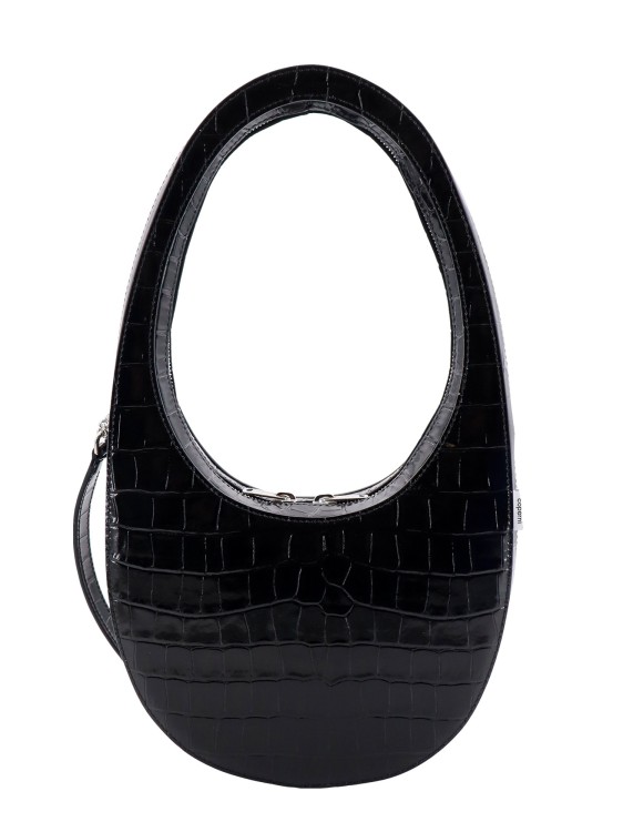 Coperni Leather Shoulder Bag With Croco Print In Black