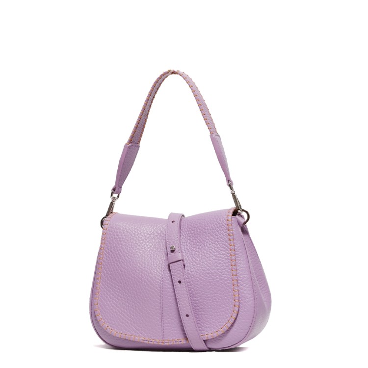 Shop Gianni Chiarini Wisteria Textured Leather Helena Round Bag In Purple