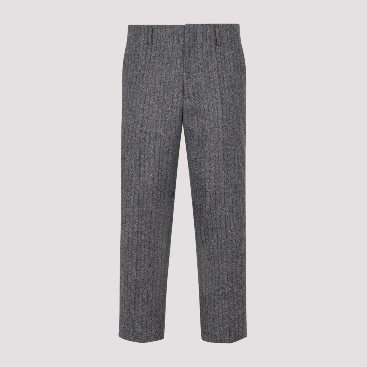 Dries Van Noten Wool Pinstriped Pants 4 Pockets In Grey