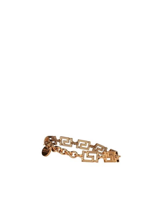 Shop Versace Greca' Bracelet In Placated Brass In Brown
