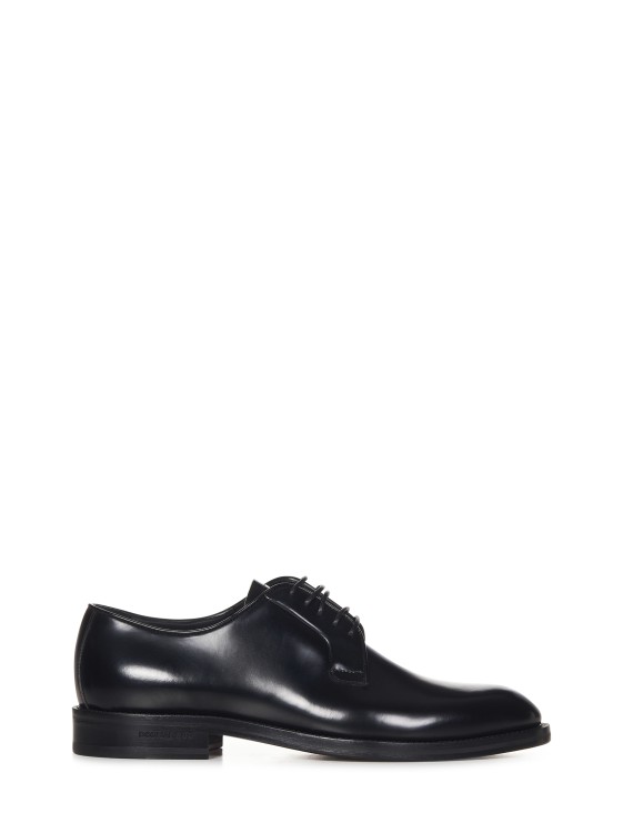 Shop Dsquared2 Black Brushed Calf Leather 5-hole Derby Shoes