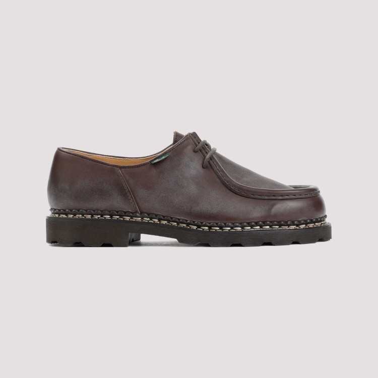 Shop Paraboot Brown Leather Michael Bbr Derby Shoes