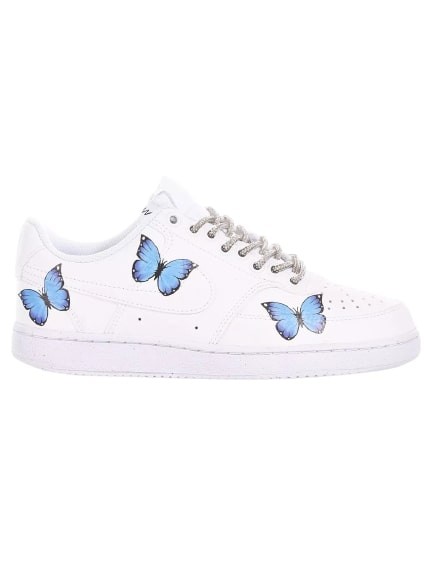 Nike White Lace-up Low Sneakers With Butterly Print