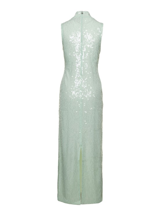 Shop Rotate Birger Christensen Midi Green Dress With All-over Sequins In Recycled Fabric