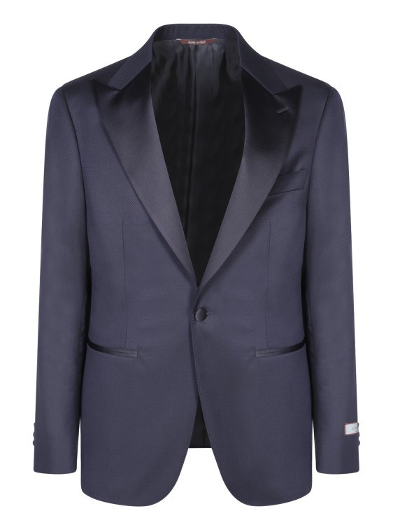 Shop Canali Wool Smoking Suit In Blue